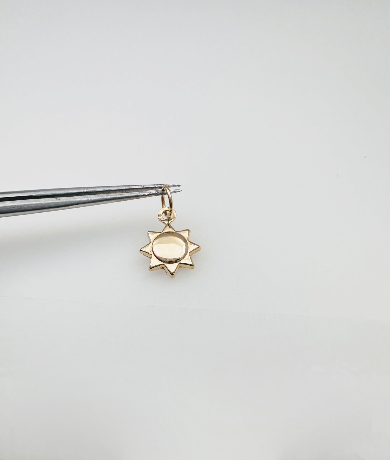 14K Solid Yellow Gold Mini/Petite Celestial Sun Charm Pendant .5x.3″ (13x7mm)