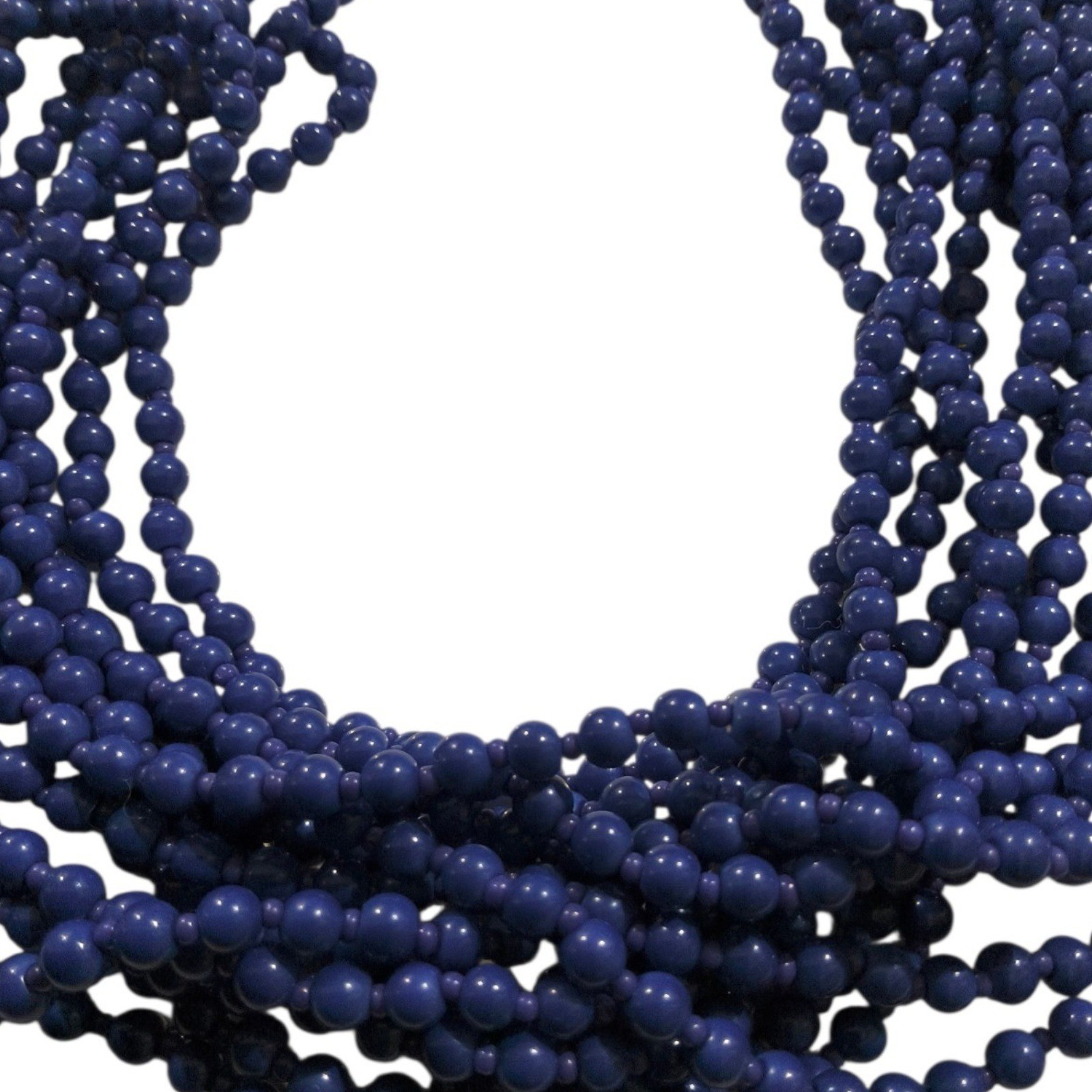 Blue Glass Multi Strand Statement Necklace Boho Bib Draped Adjustable Nautical