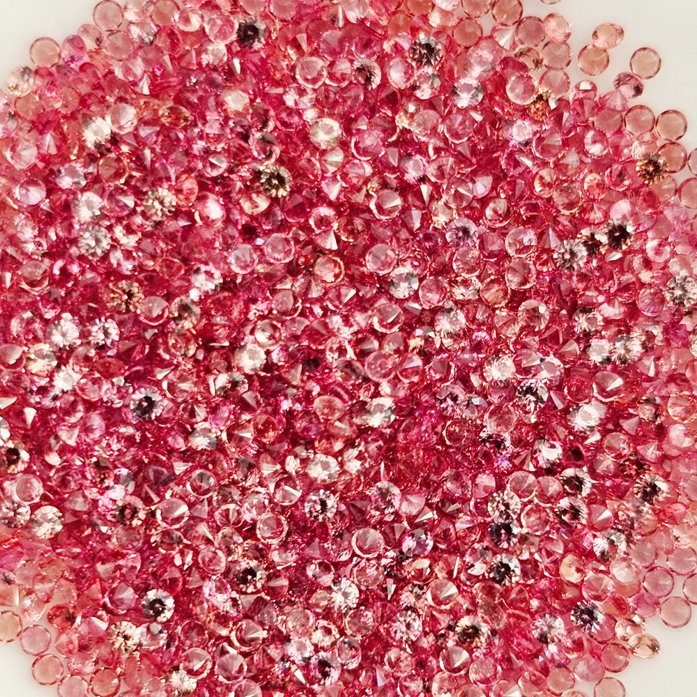 1.3mm ROUND 80PCS DIAMOND CUT NATURAL Peach Orange SAPPHIRE LOOSE GEMSTONE VVS