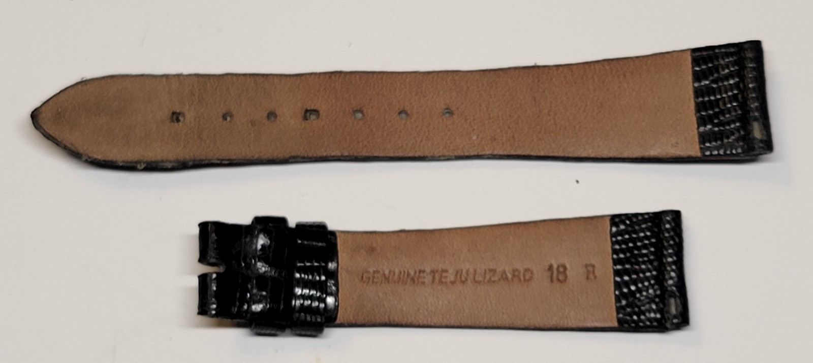 Genuine Lizard Black Leather Watch Strap 18/14mm 73+110mm