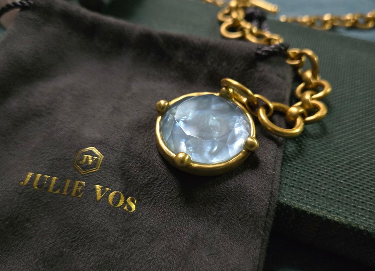 NWT – Julie Vos Honeybee *DEMI* Necklace – Iridescent Chalcedony – 24K Goldplate