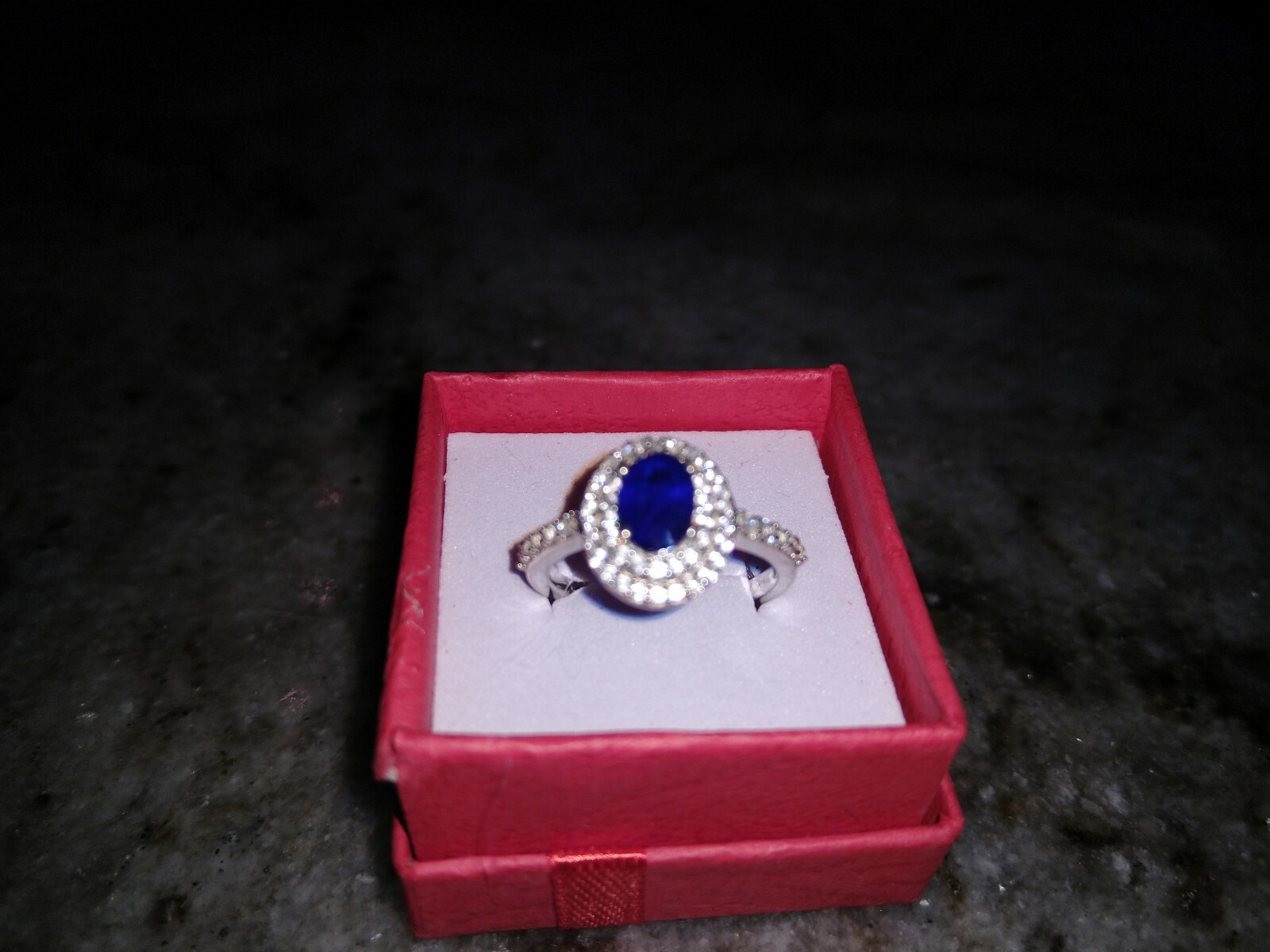 Regal/Elegant 1.60 TCW Diffused BlueSpinel, ZirconDoubleHaloRing/Plat/SS,sz 7,