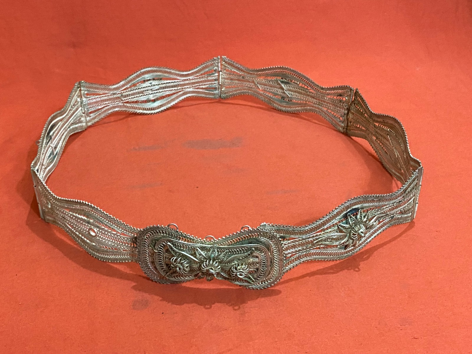OLD ALBANIA FILIGREE BELT BUCKLE ORNAMENT FOLK COSTUME WEAR