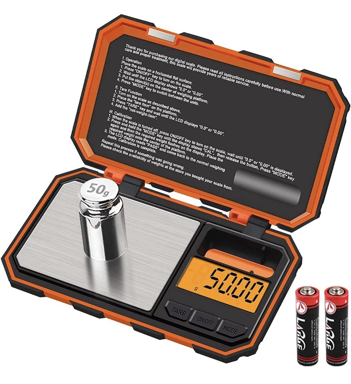 Orange Digital Pocket Scale 200g x 0.01g Jewelry Gold Gram Herb Karat Weight