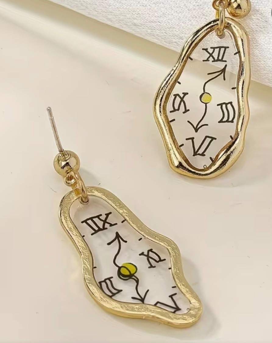 Melting Clock Dangle Earrings Acrylic Punk Gothic Steampunk Jewelry Women y11