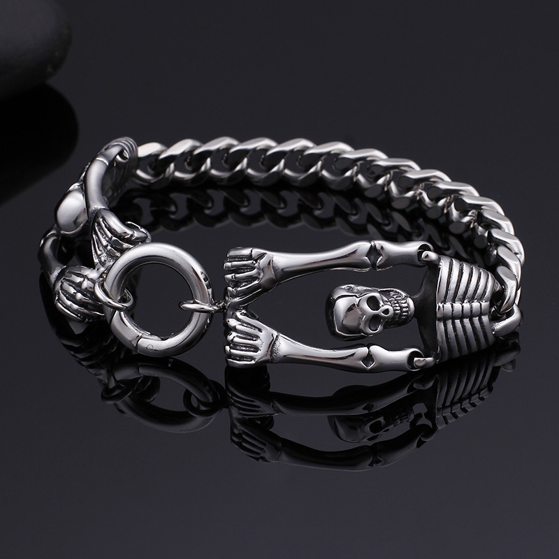Pure Stainless steel Sexy skeleton design Link Chain bracelet Bangle Mens 8.26”