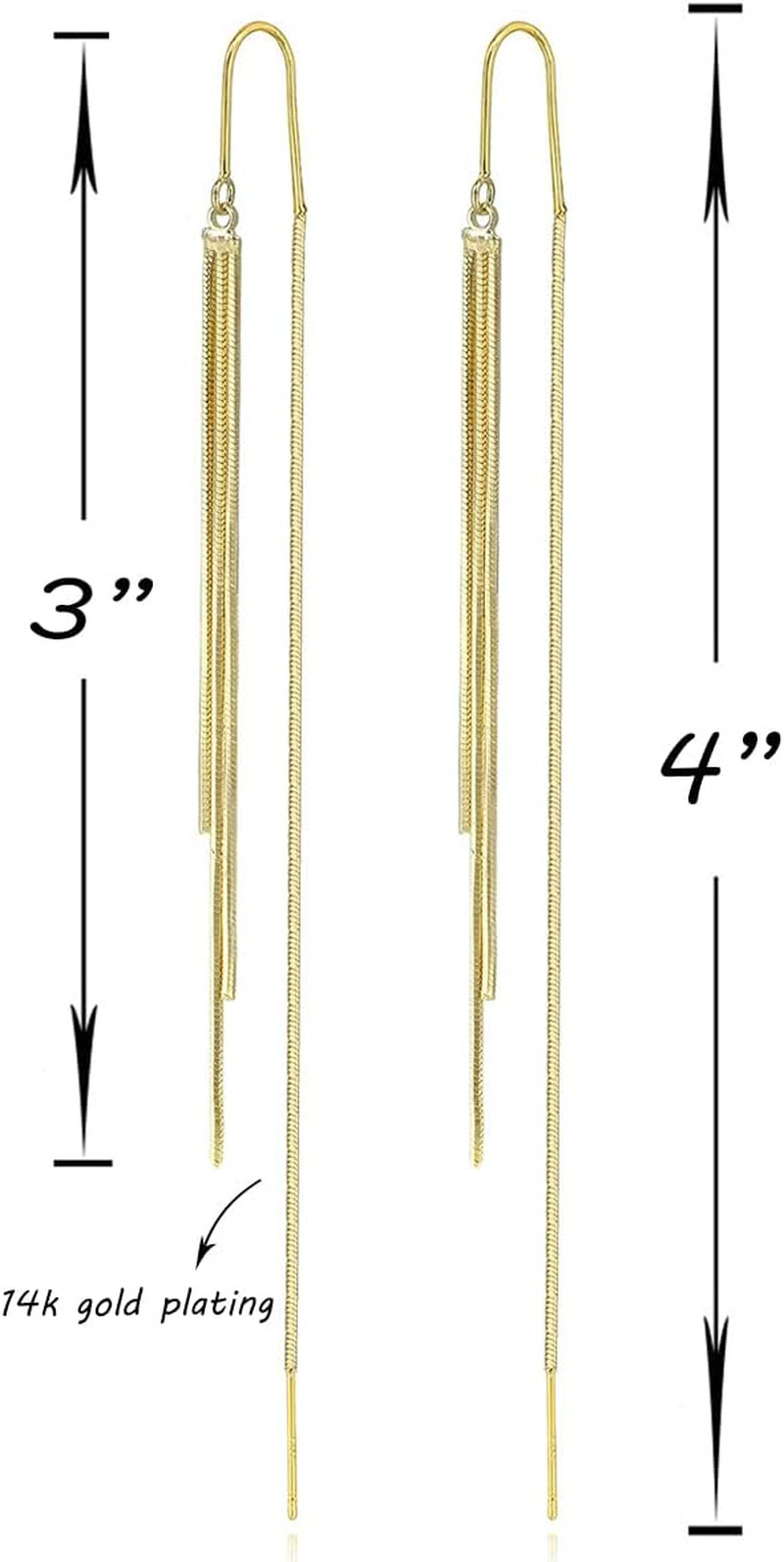 Threader Dangle Earrings Long Tassel Earrings Gold Earrings for Women