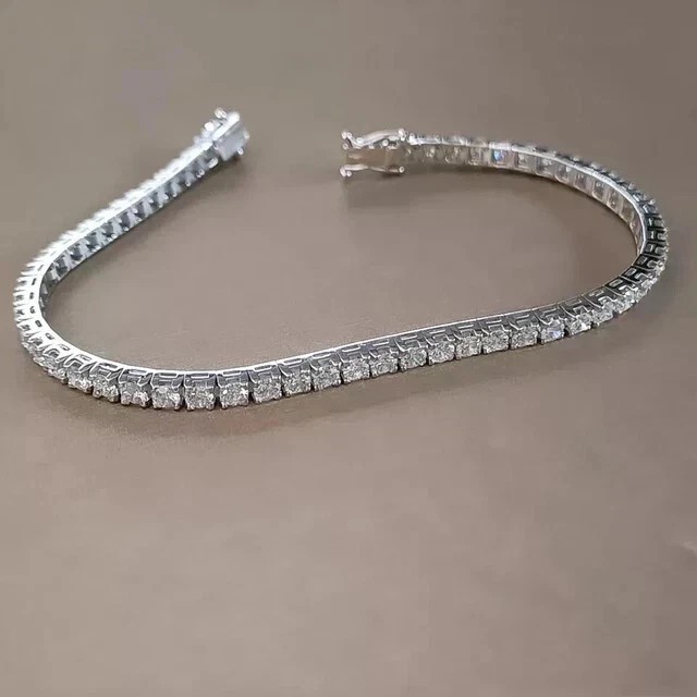 Lab Grown Diamond Round 25th Anniversary Gift Tennis Bracelet 14k White Gold