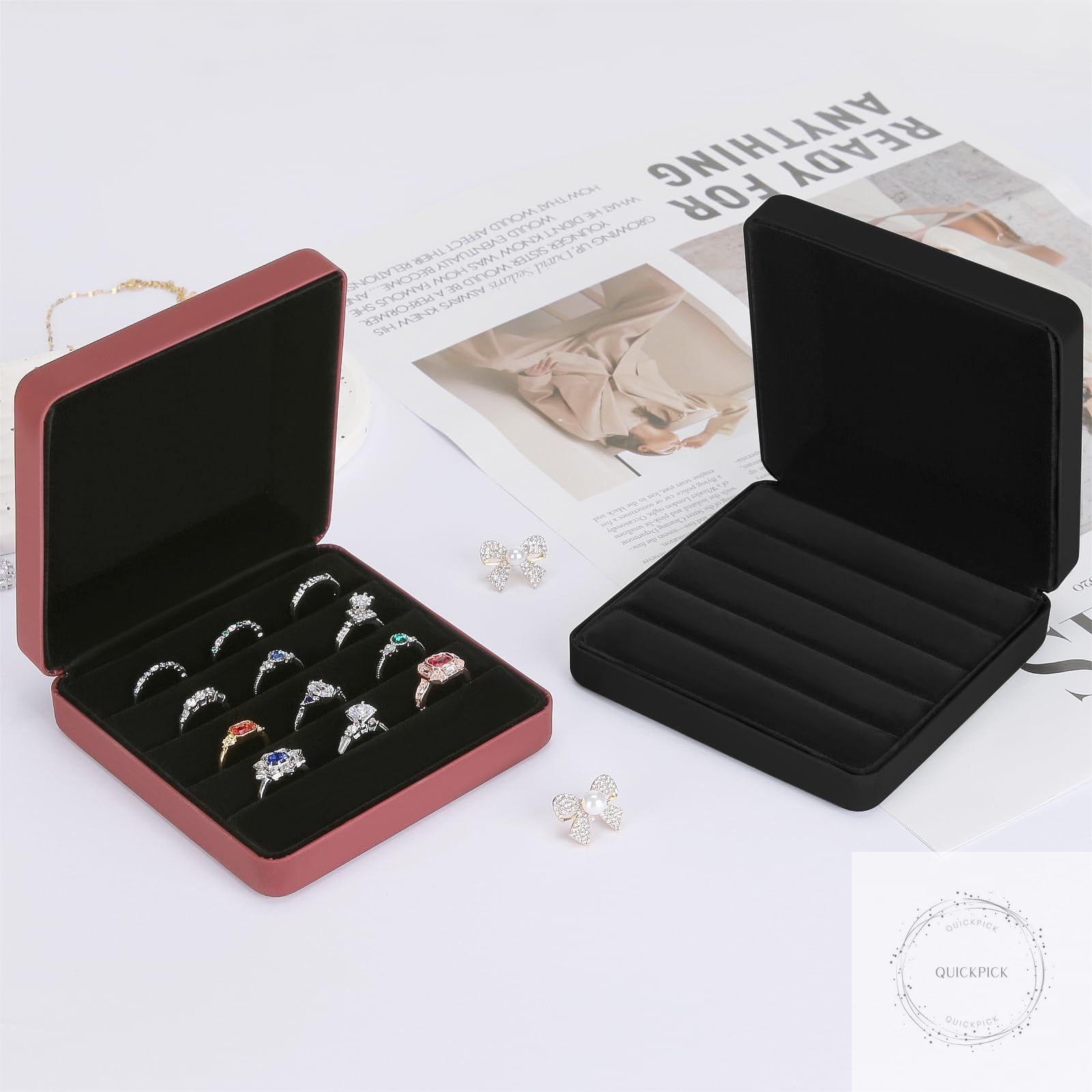 Ring Storage Organizer Box for Multiple Rings, Travel Portable Jewelry Ring Stud
