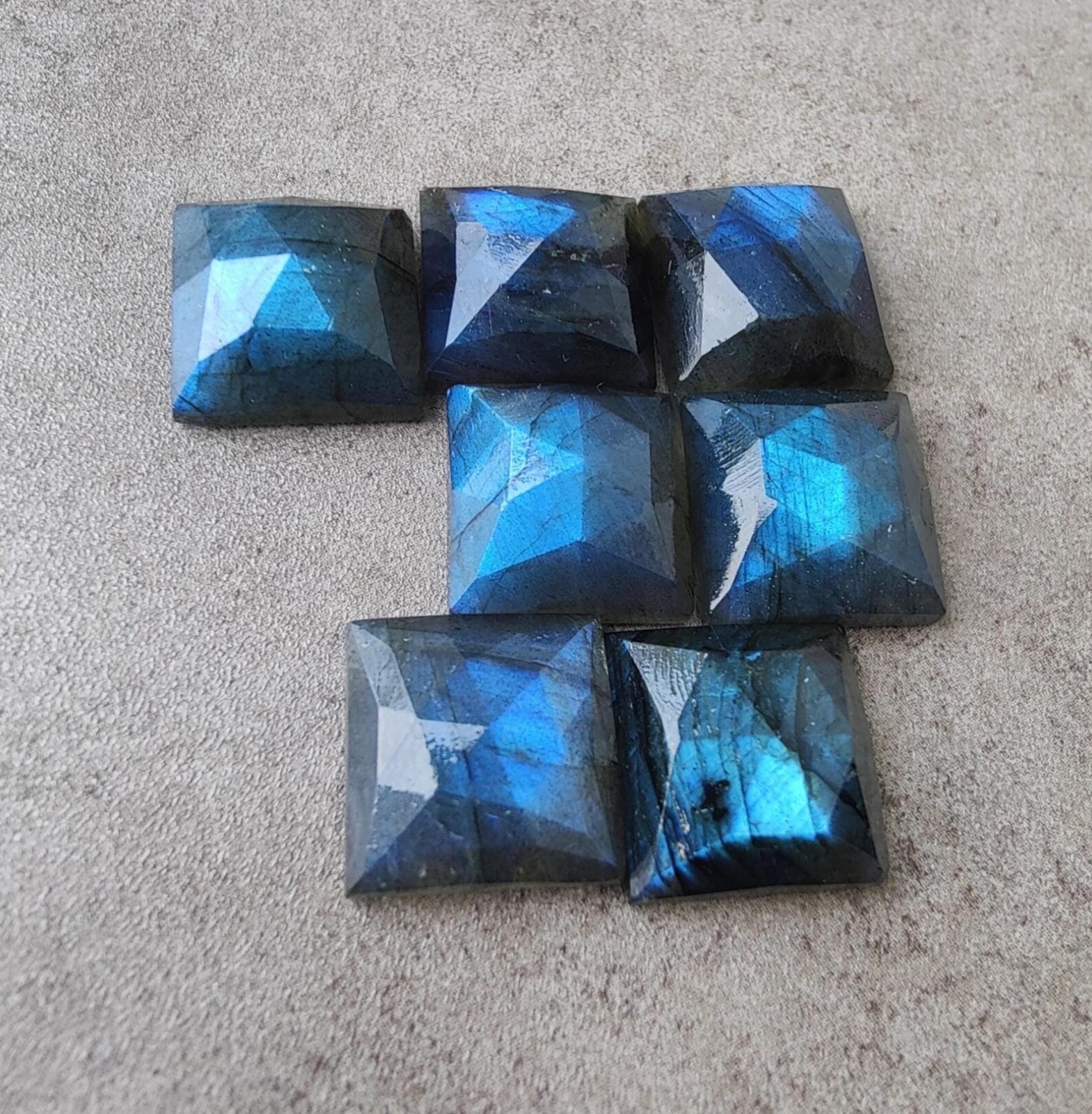 Natural Blue Labradorite Square Rose Cut 6mm to 15mm Loose Gemstone