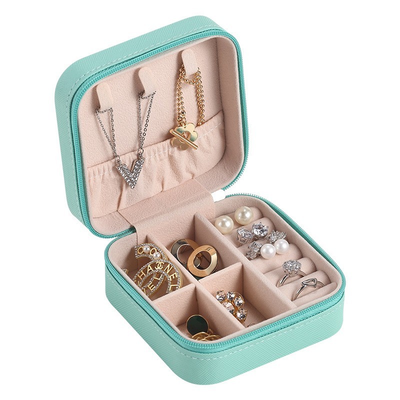 Small PU Leather Jewelry Box Portable Travel Jewellery Ornaments Storage Case