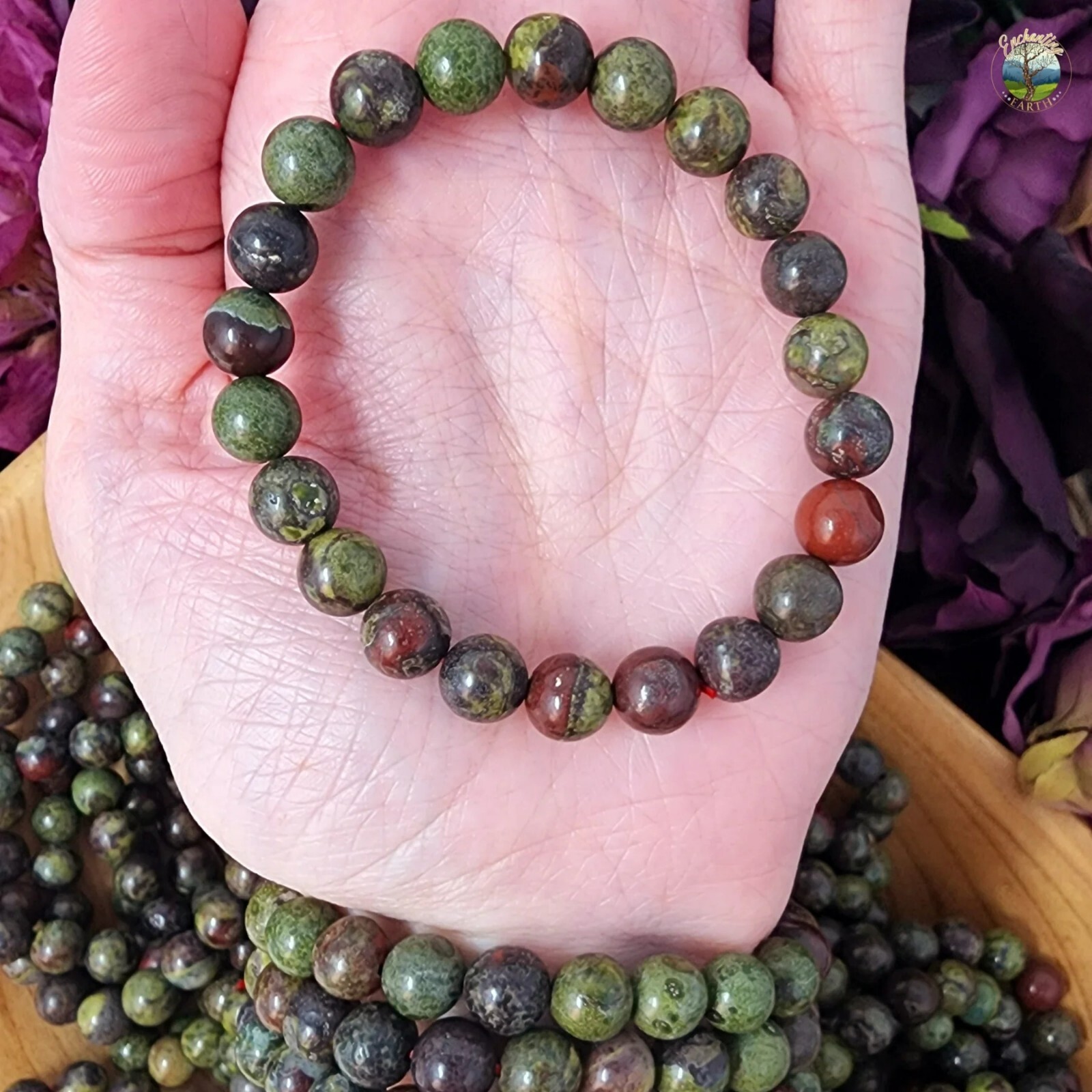 Dragon Blood Stone 8mm Beaded Balance Healing Reiki Stretch Women Men Bracelet