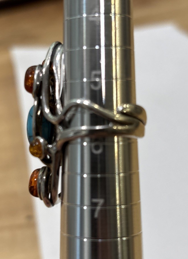 925 Southwestern Turquoise & Amber ring size 6