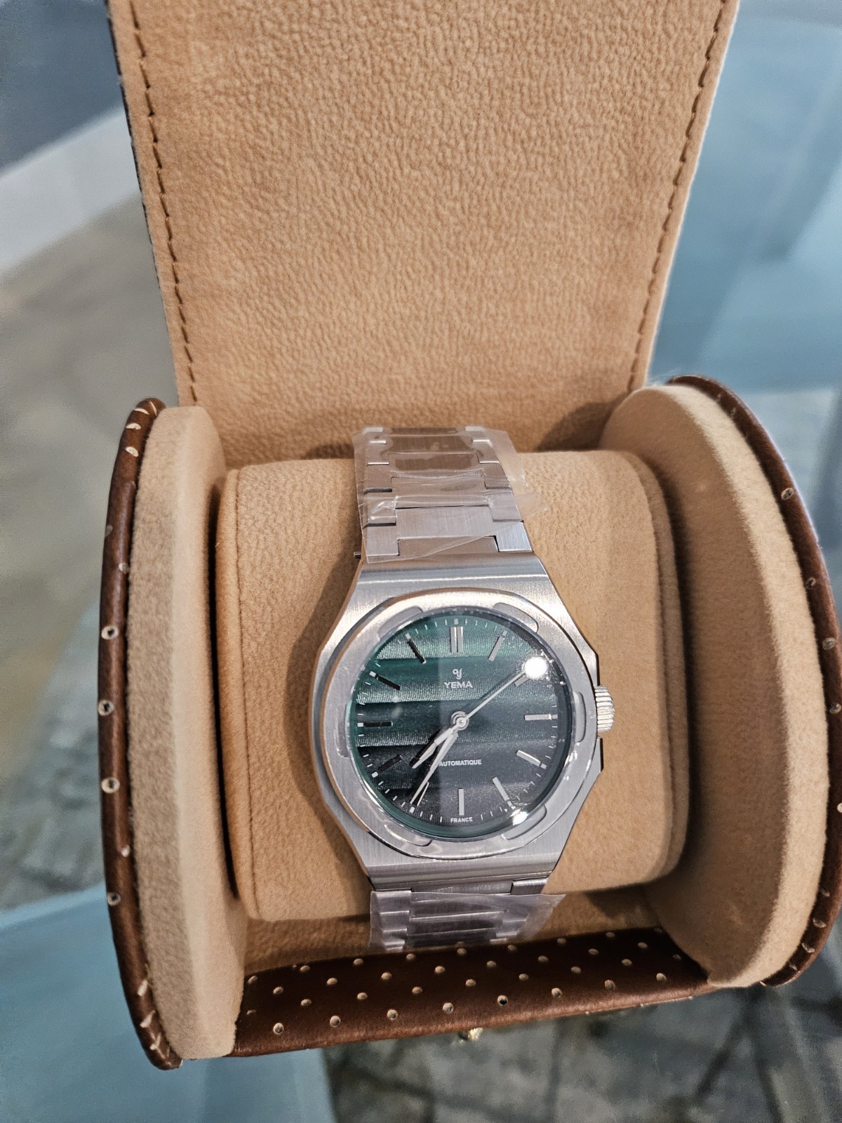 YEMA Wristmaster Traveller Automatic 39mm Green Dial SS Bracelet w/ Box & Papers