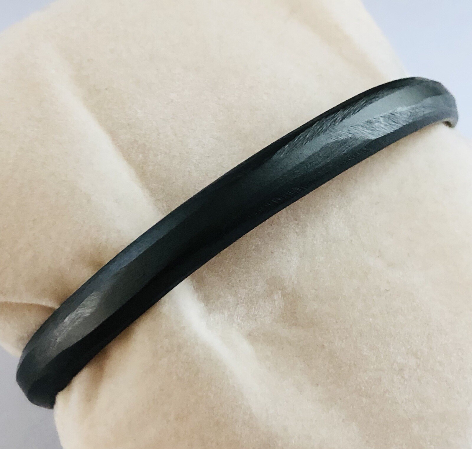 Signed ISSEY MIYAKE Grey Slate Dark Pewter Tone Metal Bangle Bracelet