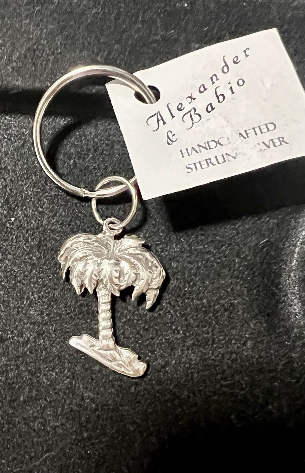 925 Sterling 1″Silver Palm Tree Pendant Or Keychain Signed ALEXANDER & BABIO