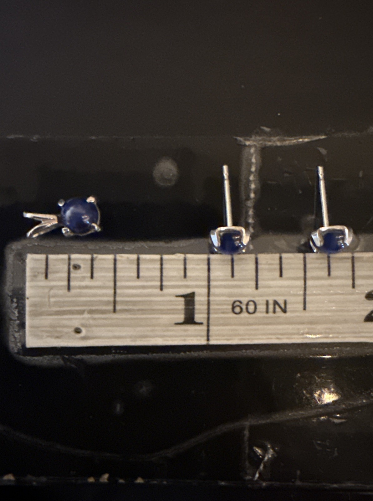 VTG 14K WHT GOLD Blue STAR SAPPHIRE Pendant Earring Set No Backs AN1225-86 EX