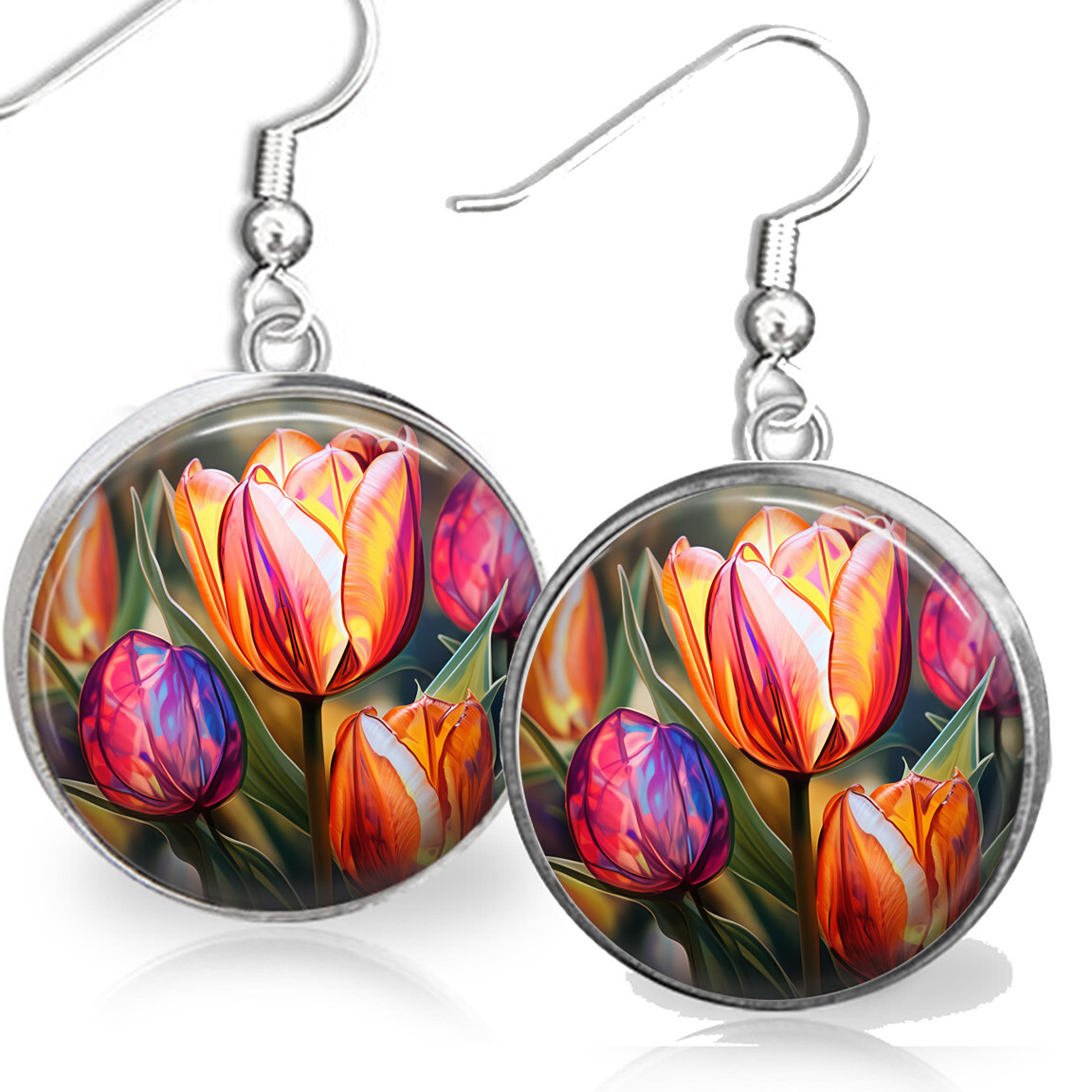 Tulip Earrings April Birthday Gift Watercolor Art Print Birth Month Flower Gifts