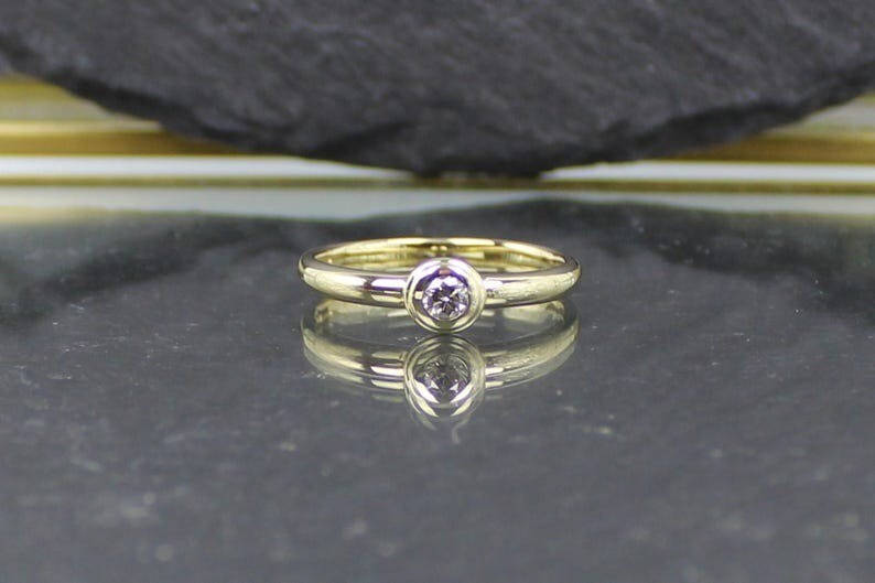 Diamond ring, brilliant ring, 375 gold, Australia, 0.20 ct.