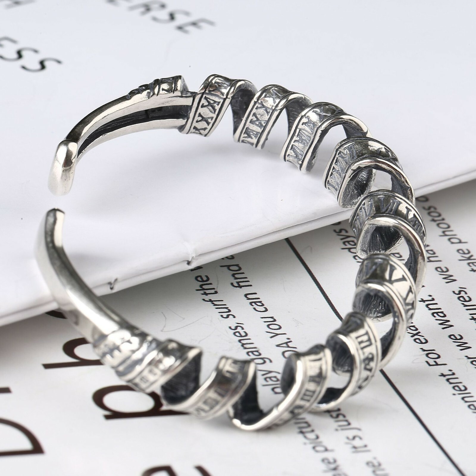 A24 Spiral Bracelet with Roman Numerals 56mm Silver 925