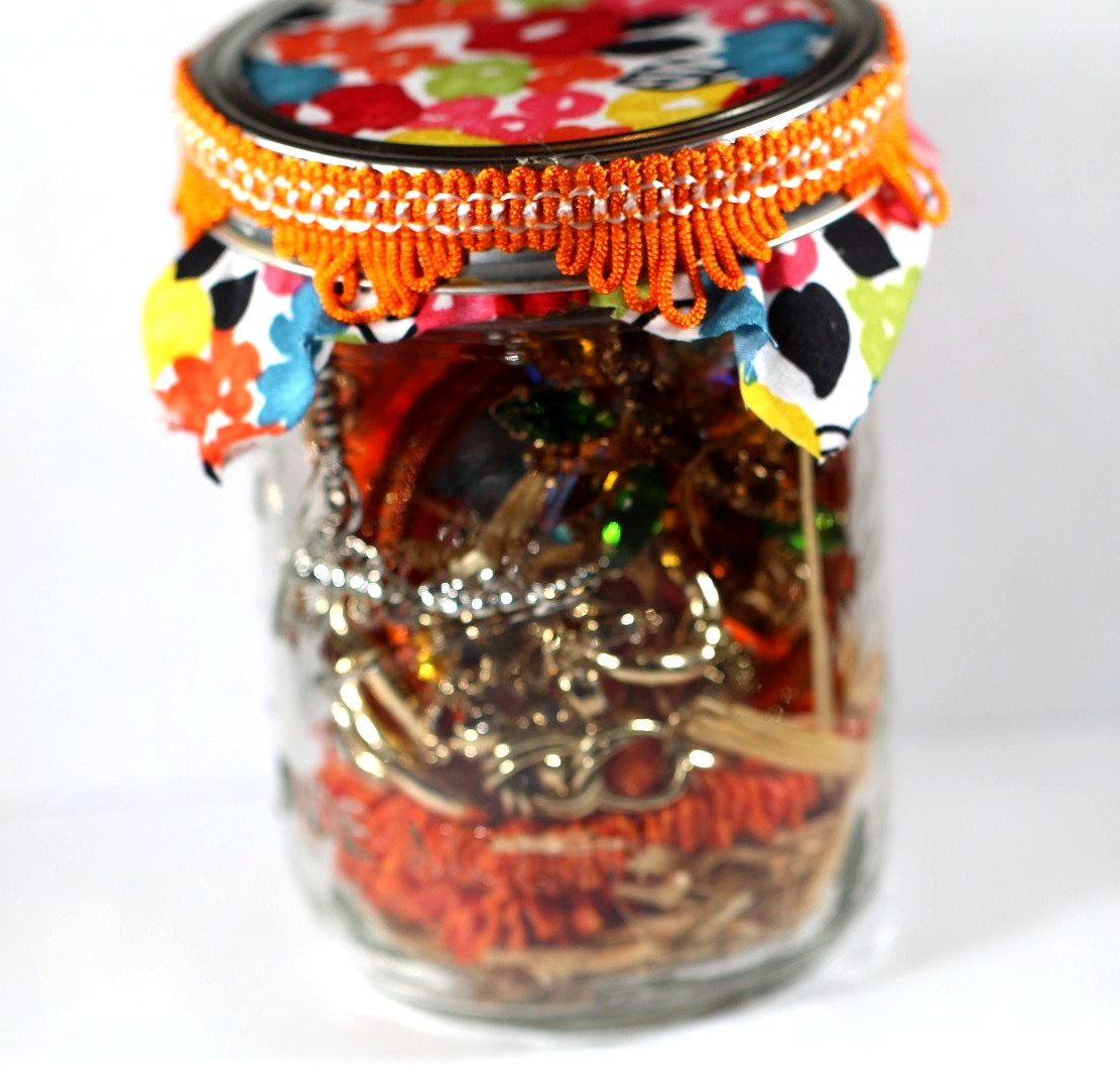 1 Pint Mystery Jewelry Jar- All Wearable – Hand Picked – Orange theme NICE