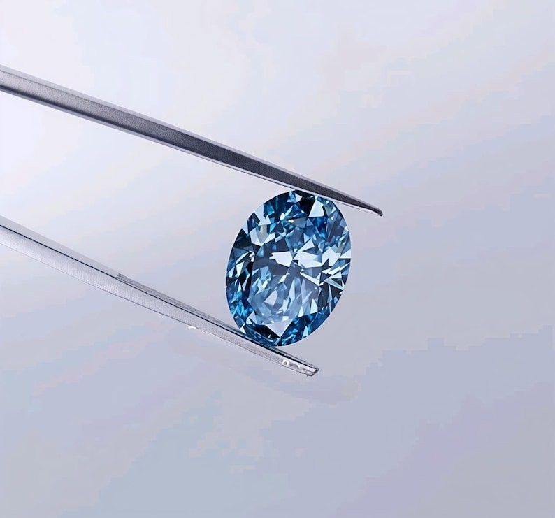 5 CT Oval Cut Loose Lab Grown Diamond Fancy Blue Color VVS1 Clarity Loose Gems