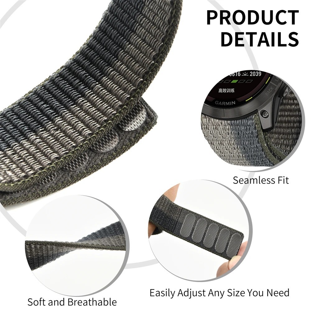 Nylon QuickFit Loop Band 22mm 26mm for Garmin Fenix 7X 6 Pro 5X Tactix 7 Bravo