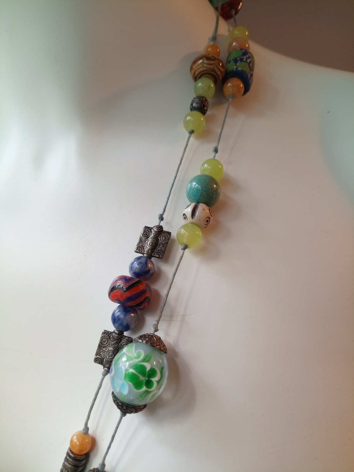 VNTG Artisan African Necklace with Various Beads&Gemstones. Read All Description