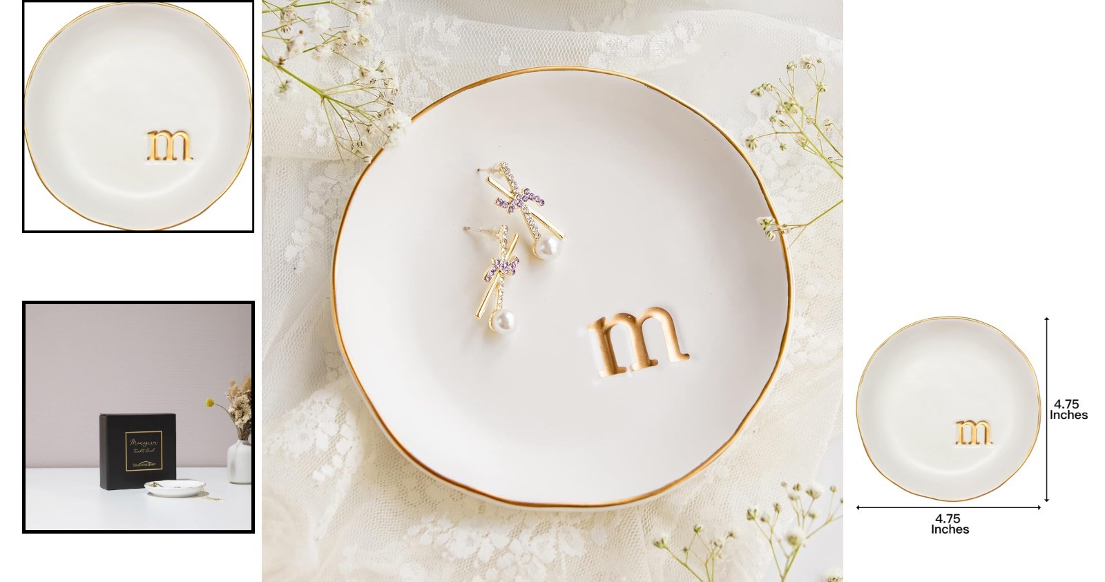 4.75” Embossed Jewelry Tray with Gift Box – Stylish Organizer for Women