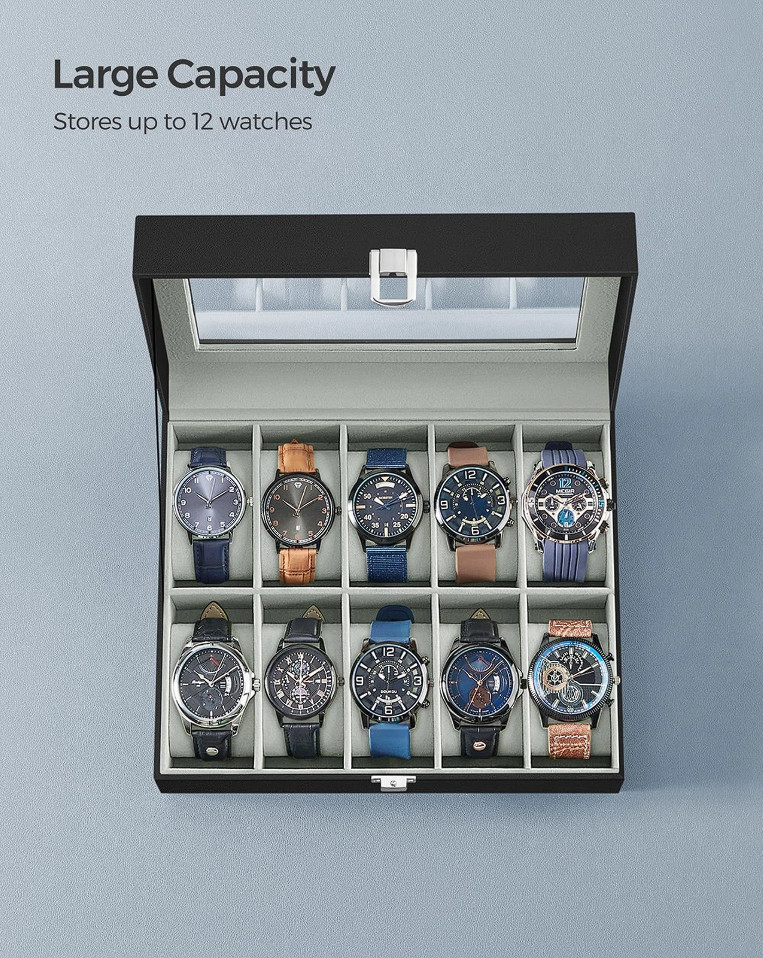 10Slots Watch Box Display Case Organizer Watch travel Case Jewelry Box For Men