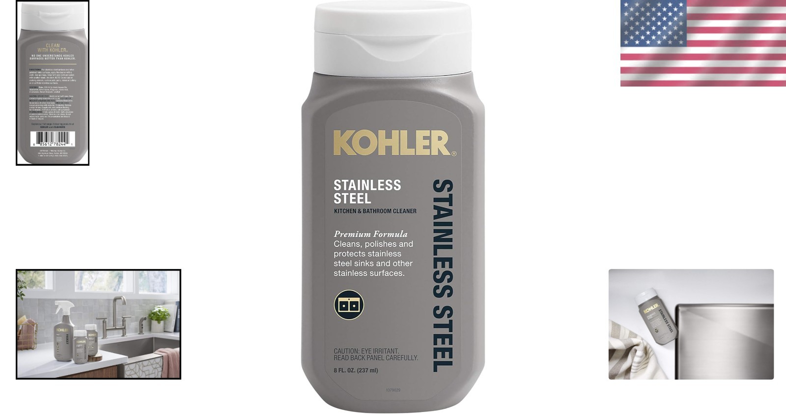 K-23729-NA Stainless Steel Cleaner – 8 FL Oz Liquid for Kitchens & Baths