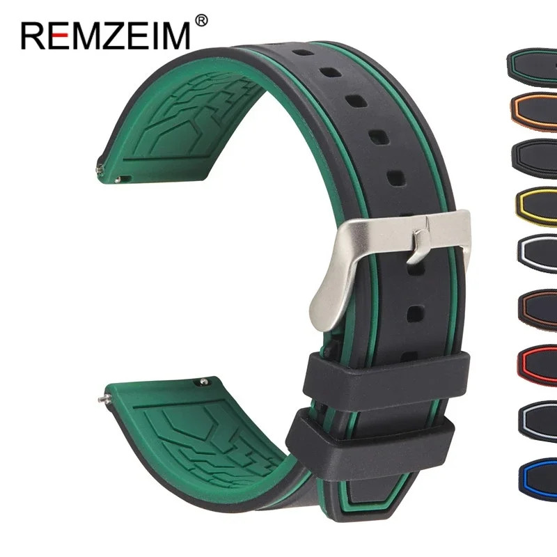 Rubber Silicone Watch Band Strap 20Mm 22Mm 24Mm Women Men Green Red Black Sport