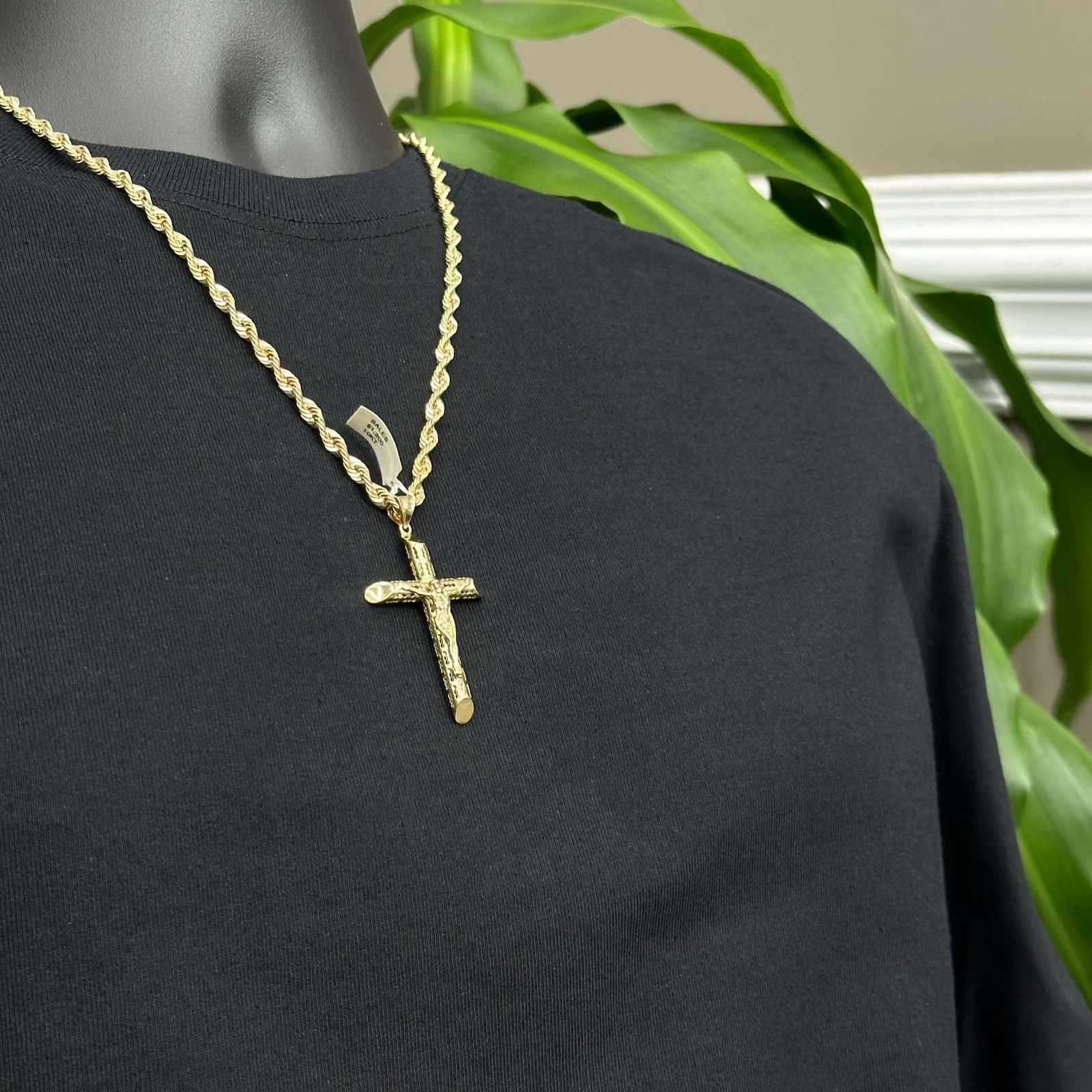 10k Real Gold Charm Jesus Cross Crucifix Christian Catholic Pendant