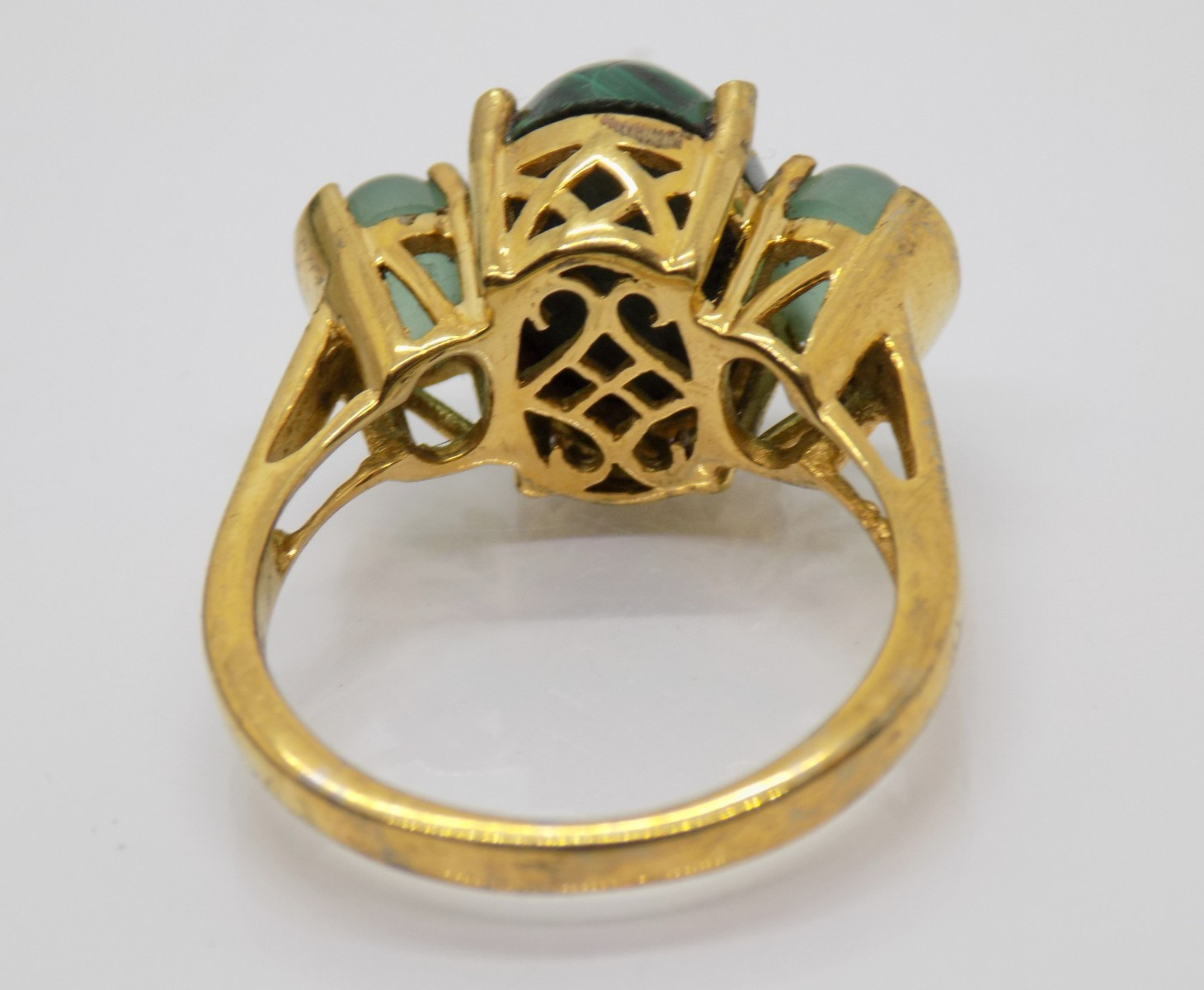 Karis STS Malachite Jade Ring Gold Plate size 9.75
