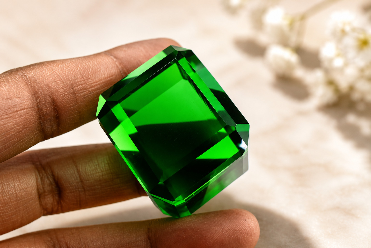 220CT Natural Green Garnet Cube Kenya Geometric Gemstone Certified 29x24x29mm