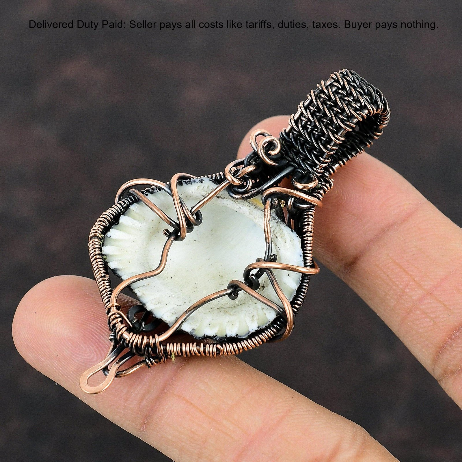 Natural Titanium Coated Shell No Stone Wire Wrapped Mother New Pendant Copper