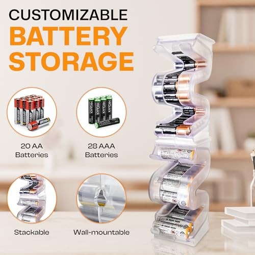 Battery Ladder Organizer Case for Batteries – Stackable or AA & AAA 2 – Pack