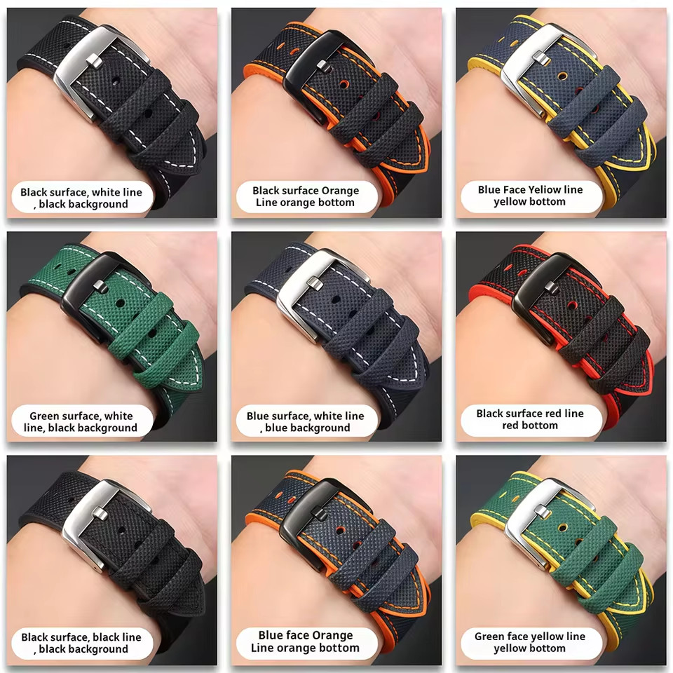 18-24mm Hybrid FKM Watch Strap Fluoro Rubber Watchband Soft Straps Quick Release