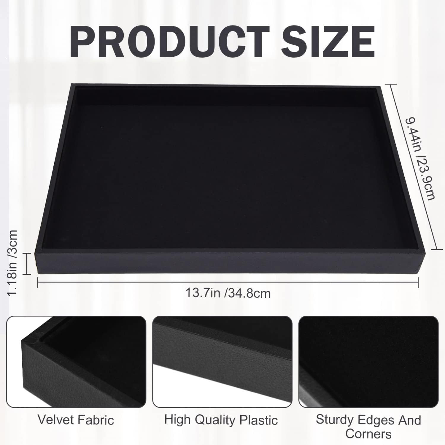 Velvet Jewelry Tray for Drawers Black Jewelrys Display Tray Stackable Jewelry Or