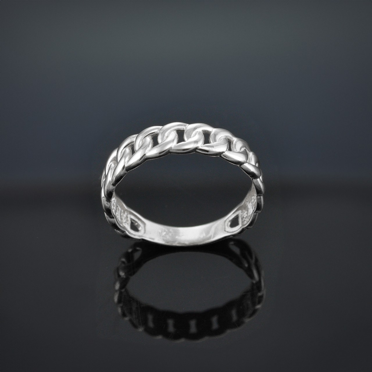 Lightweight White Gold Cuban Link Chain Band Ring 5mm Unisex Polished 10K ✨14K