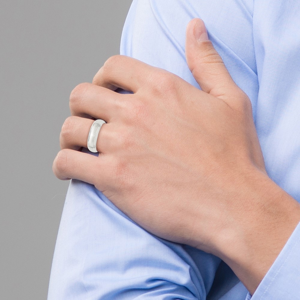 Sterling Silver 6mm Domed with Grooved Beveled Edge Fancy Band Ring Size 12
