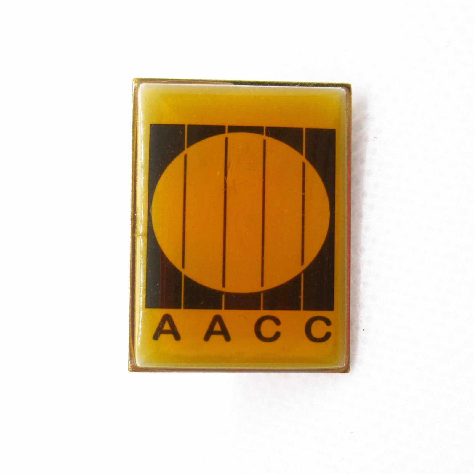 AACC Lapel Pin Orange Sun Stripes Logo Vintage USA Made Promotional Badge