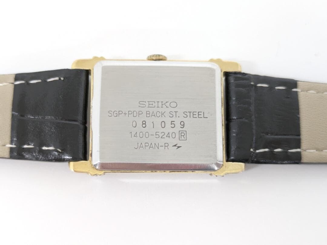 SEIKO 1400-5240 Rectangular Wristwatch Black Quartz From Japan