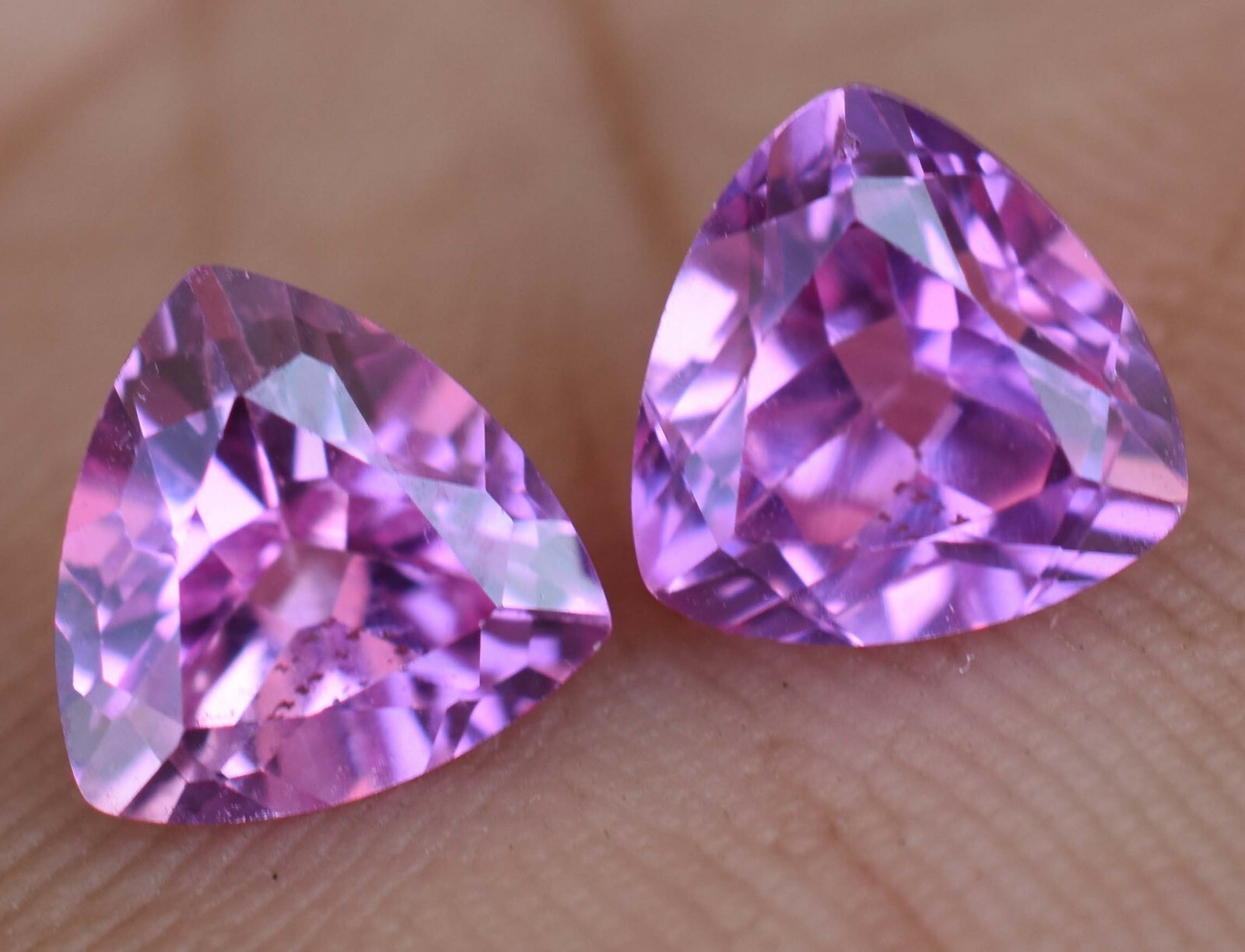 2.95 Ct Pair of Natural Mogok Pink Ruby Trillion Certified AAA+ Treated Gemstone