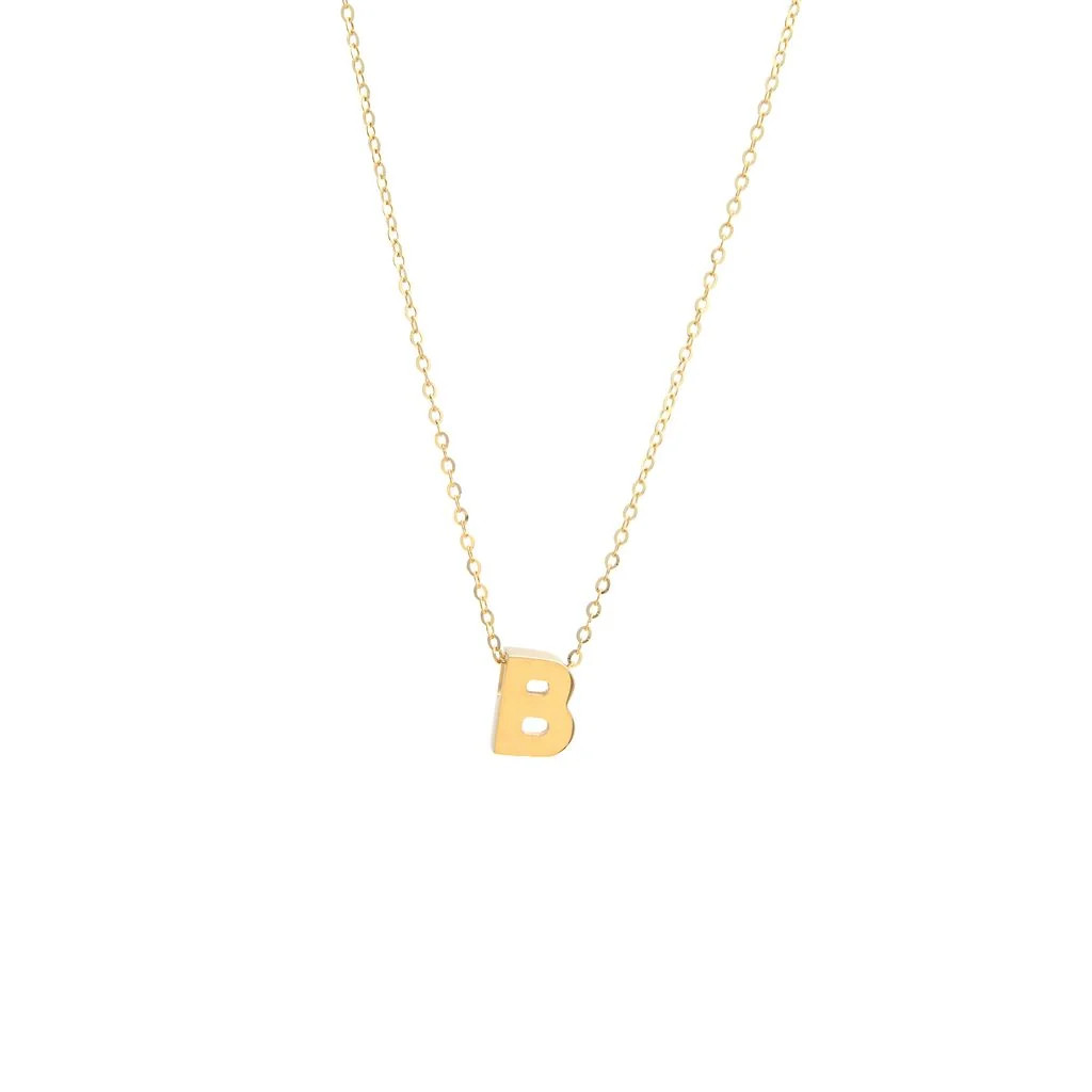 14K Yellow Gold initial ‘B’ pendant on a 16″ chain with a 2″ extender
