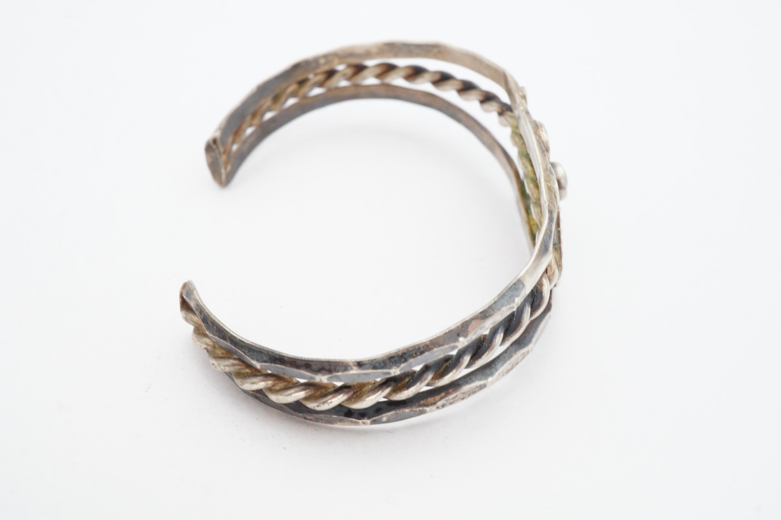 Vtg Fred Harvey Ear Navajo Sterling Silver Turquoise Thunderbird Bracelet 6.25″