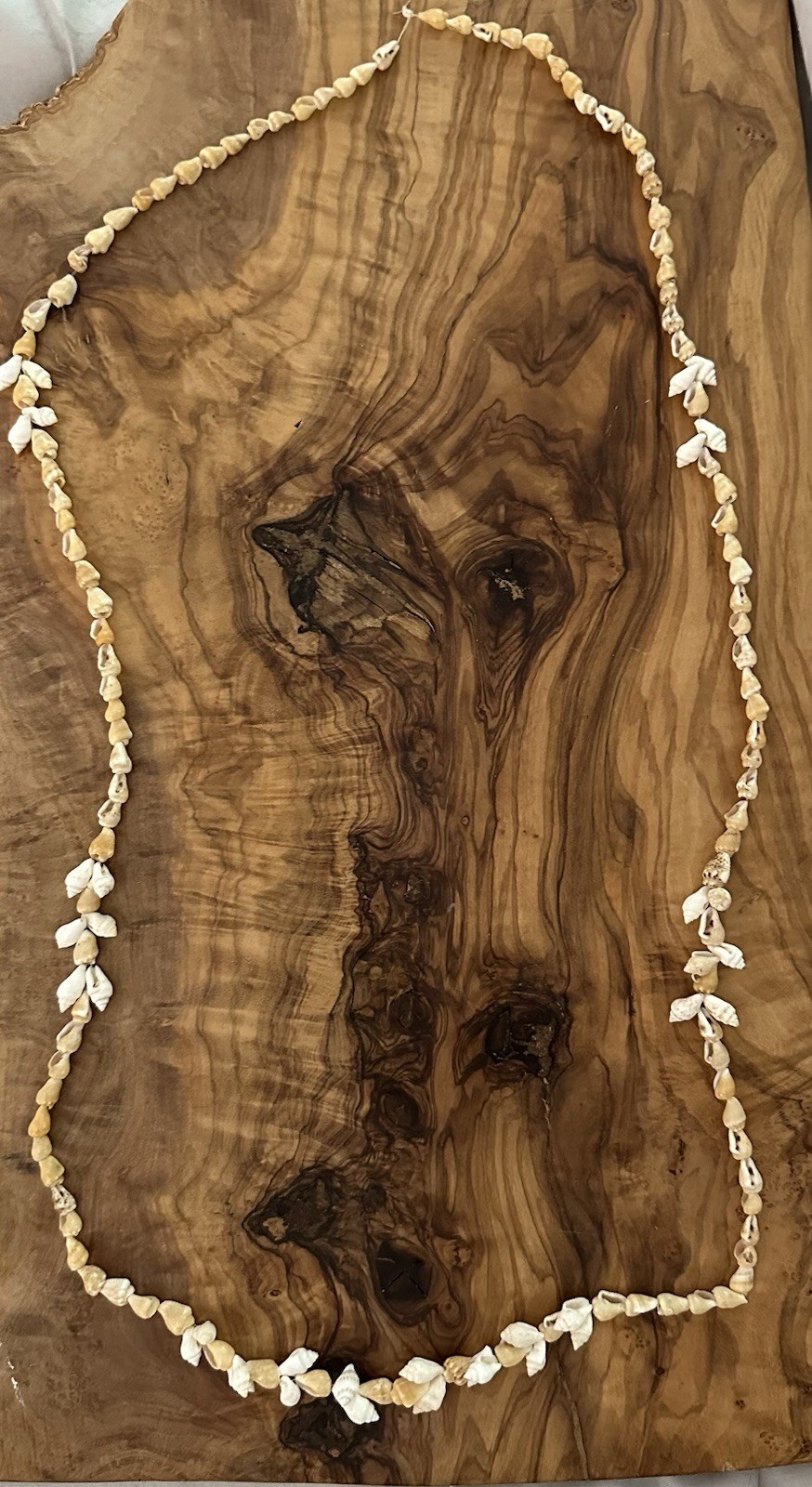 Mini Conch Shell Necklace White Beige 34” Continuous Strand Beach Boho