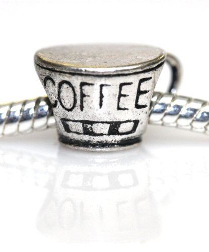 Good Morning Coffee Cup Charm European Bead Compatible for Most European Snake C