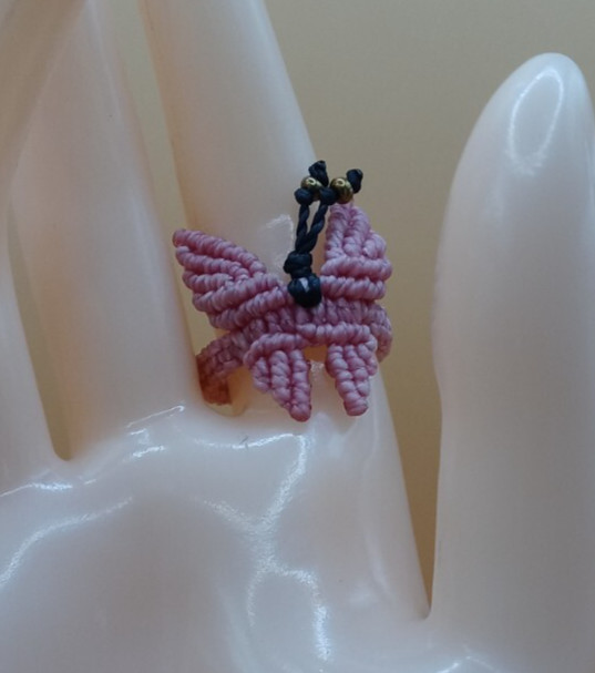 Women’s Ring Woven Macramé Thread Butterfly Design