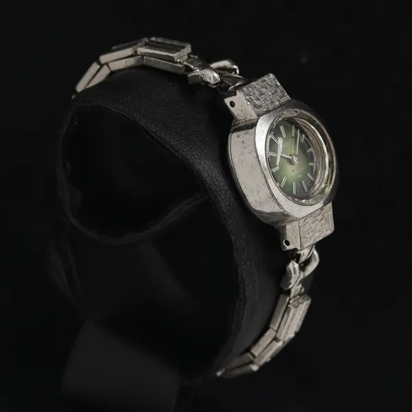 Working Seiko 11-0770 Manual Winding 21 Jewels Green Dial Ladies Watch HSN 20000